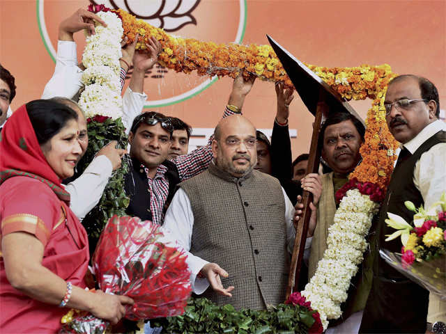 ​BJP workers felicitate Amit Shah