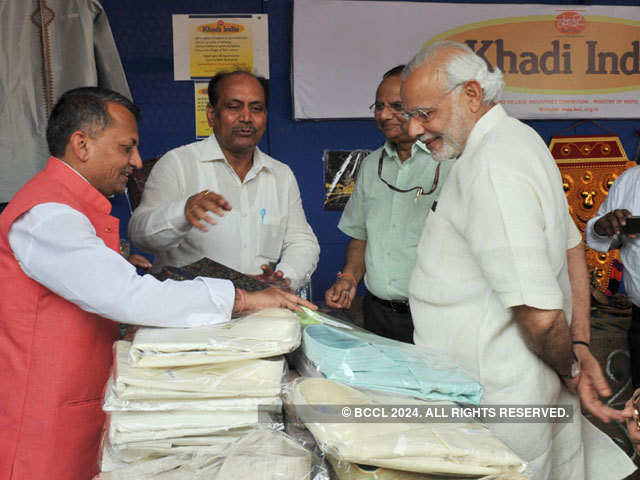 PM Modi looking at Khadi products