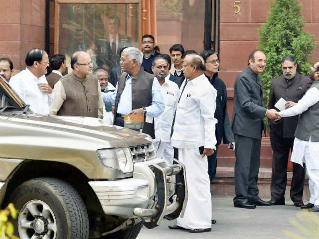 Arun Jaitley and other ministers at the S Block