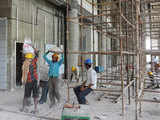 Labourers at work at Thyagaraja stadium 