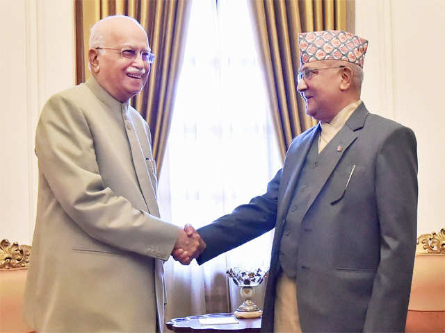 L K Advani meets Nepal PM