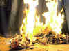 ABVP rebels, members burn ‘Manusmriti’ on JNU campus