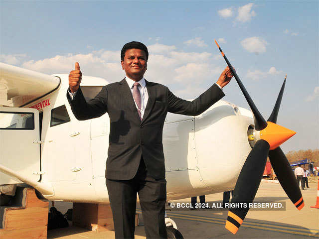 Pilot Amol Yadav with his aircraft