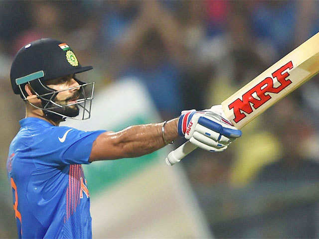 Virat Kohli reacts during the ICC T20 World cup match at Eden Garden in Kolkata
