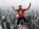 Australian base jumper Gary Cunningham leaps off