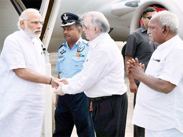 Narendra Modi arrives in Trivandrum