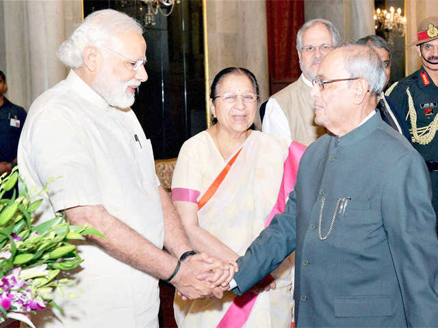 President Mukherjee with PM Modi