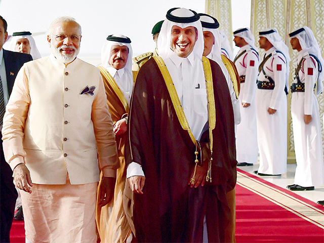 PM Modi with his Qatar counterpart