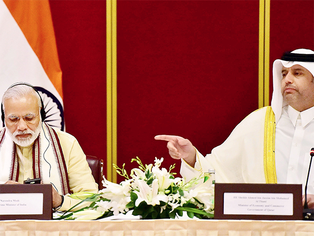 PM Modi with Sheikh Ahmed bin Jassim Al Thani