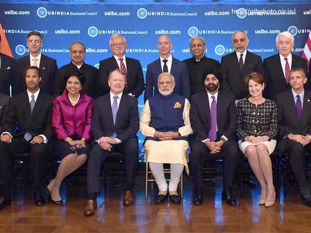 PM Modi with business leaders in USIBC
