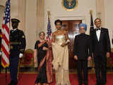Manmohan Singh with his wife at the White House