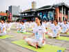 Yoga posture lights up UN building ahead of International Yoga Day