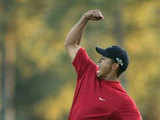 Tiger Woods after winning the 2005 Masters tournament 