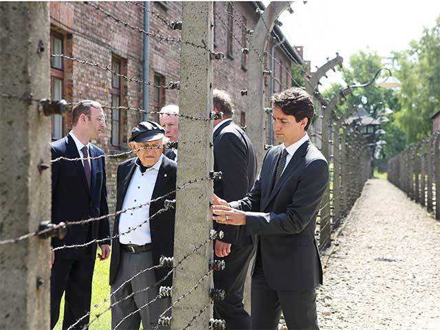 Justin Trudeau at a Polish concentration camp