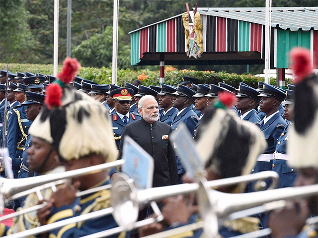 PM Modi during a Ceremonial Welcome in Nairobi