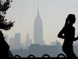 The haze shrouded skyline of New York