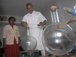 A scene from a cow urine distilling unit A scene from a cow urine distilling unit