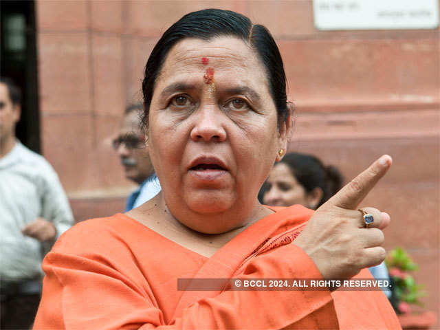 Uma Bharti arrives for the first day