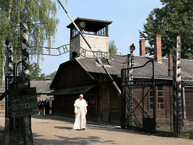 Pope francis at former Nazi German concentration camp