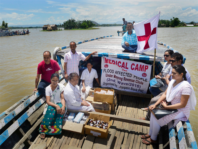 Medical aid given to flood affected people