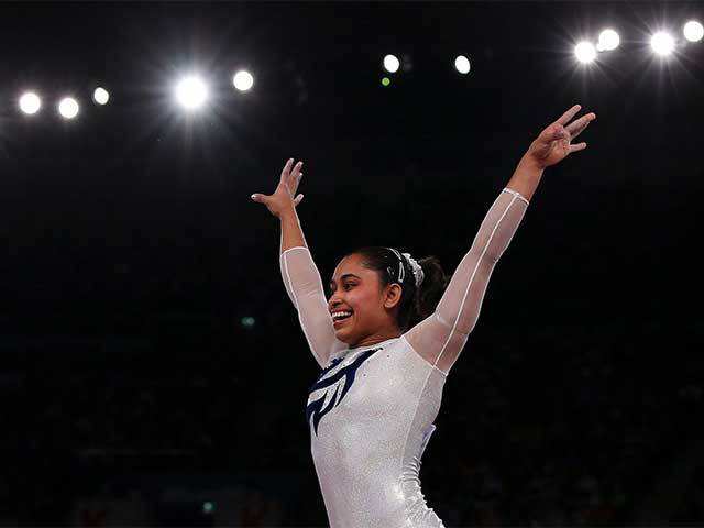 First female gymnast to enter the final