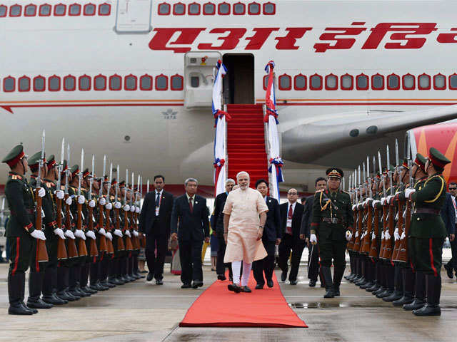 Narendra Modi arrives in Laos