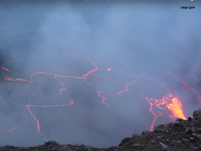 Lava trickling down the mountainside