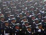 Navy contingent march at the parade in Delhi