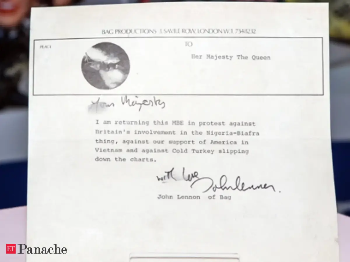 With Love From John Lennon Beatles Star Long Lost Letter To Queen Elizabeth Ii Valued At Euro 73 000 The Economic Times