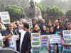 TMC protests at Gandhi statue inside Parliament premises