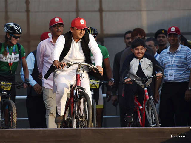 Akhilesh Yadav on a ride