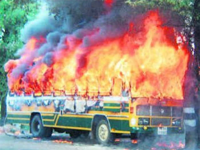 The burning bus