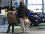 Visitors look at newest Prius hybrid car