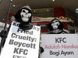 Members of PETA protest outside KFC
