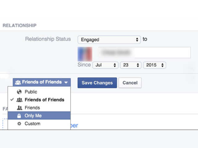 Hide relationship status change from your friends