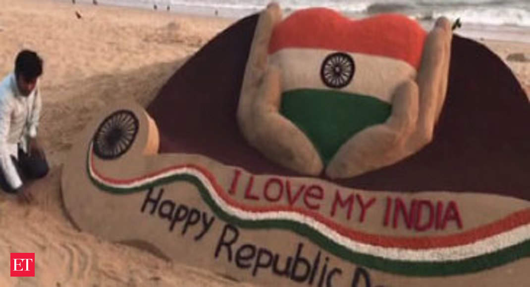 I love my India' says this sand art on 68th Republic Day - The Economic  Times Video | ET Tv
