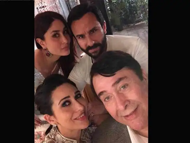 Kareena Kapoor Khan, Saif Ali Khan, Karisma Kapoor with the birthday boy. Kareena Kapoor Khan, Saif Ali Khan, Karisma Kapoor with the birthday boy.