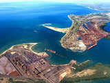 Aerial view of BHP Billiton facilities for the loading of iron ore into ships