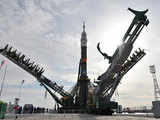 Spacecraft being installed on its launchpad