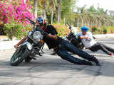 Bikers trying stunts