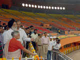 Inspecting the stadium