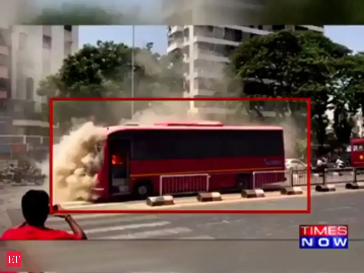 BRTS bus catches fire in Surat, passengers unhurt - The Economic Times ...