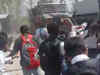 Pulwama Degree College students pelting stone at Army's Casper vehicle