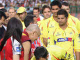 The Dalai Lama and CSK team at IPL match