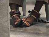 Shackled feet of Guantanamo detainee