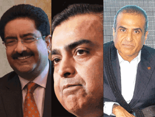 From left, Kumar Mangalam Birla, Mkesh Ambani and Sunil Bharti Mittal. From left, Kumar Mangalam Birla, Mkesh Ambani and Sunil Bharti Mittal.