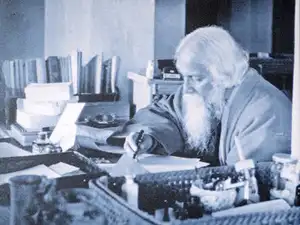 The swastika, used as a symbol by Tagore for Visva-Bharati, will also be used thematically. The swastika, used as a symbol by Tagore for Visva-Bharati, will also be used thematically.