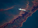 Aerial view of oil leaked from Deepwater Horizon