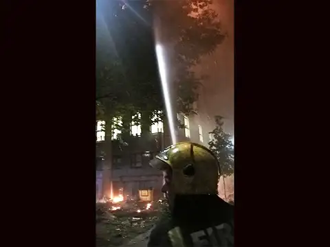 "Fire is from second to top floor of 27 storey building"