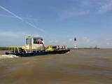 An oil spill cleanup crew boat